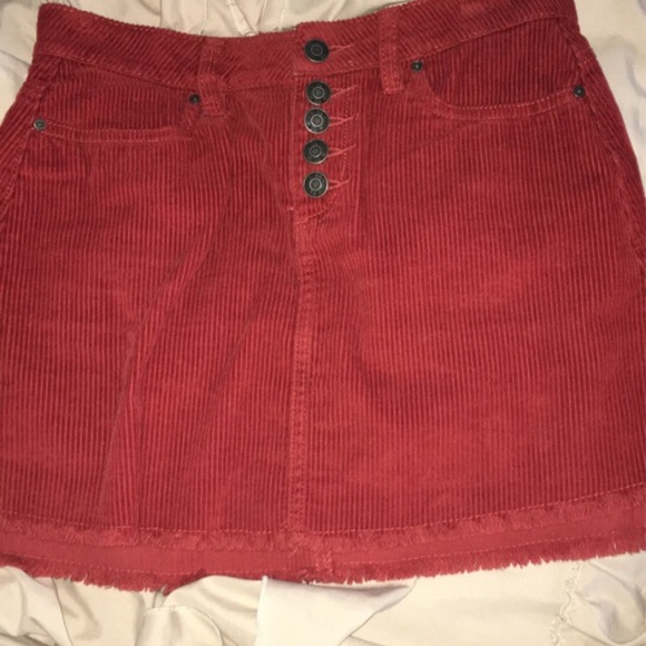 Red/orange button down skirt - Picture 1 of 2